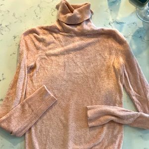 Gap Small Tall Velour Pink Turtleneck Sweater.